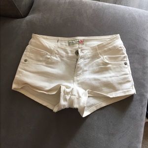 White jean shorts